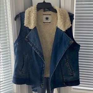 Fur lined denim vest from Anthro!